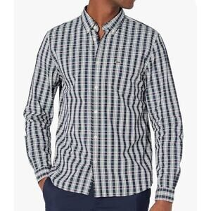Lacoste Men's Long Sleeve Printed Check Slim Fit Poplin Shirt Blue L